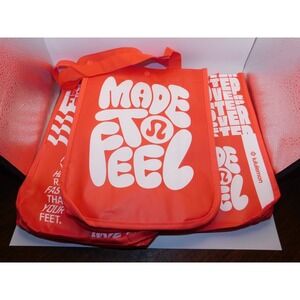 Lululemon Small Lot of 3 Reusable Shopping Tote Lunch Bags  Red White NEW